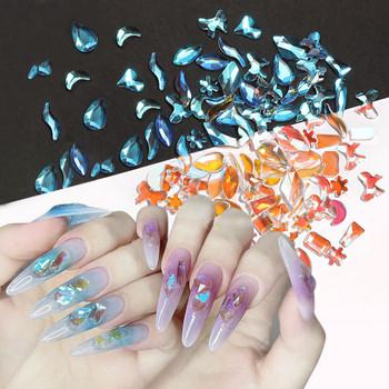 Кристали Прозрачни AB стъклени камъни с кристали Плътни орнаменти за нокти с плосък гръб Цветни гранулирани триизмерни декорации за нокти