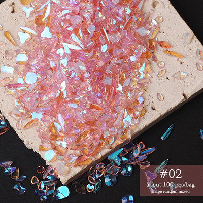 Kristali, prozirno AB staklo, kamenčići s kamenčićima, jednobojni ukrasi za nokte s ravnom stražnjom stranom Šareni zrnati trodimenzionalni ukrasi za nokte