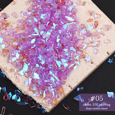 Kristali, prozirno AB staklo, kamenčići s kamenčićima, jednobojni ukrasi za nokte s ravnom stražnjom stranom Šareni zrnati trodimenzionalni ukrasi za nokte