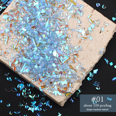 Kristali, prozirno AB staklo, kamenčići s kamenčićima, jednobojni ukrasi za nokte s ravnom stražnjom stranom Šareni zrnati trodimenzionalni ukrasi za nokte