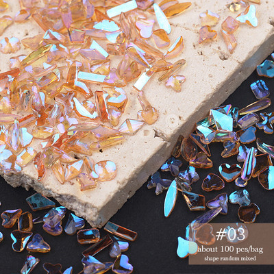 Kristali, prozirno AB staklo, kamenčići s kamenčićima, jednobojni ukrasi za nokte s ravnom stražnjom stranom Šareni zrnati trodimenzionalni ukrasi za nokte