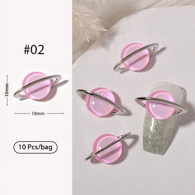 10 tk Punane valge Saturn Planet Küünevõlusid Liblikad Needid Kalliskivid 3D Küünte kaunistused Ehted Kristallküünte Rhinestone maniküür