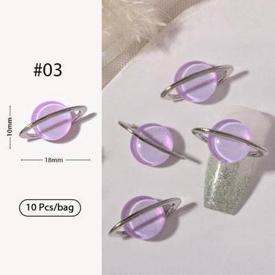 10 tk Punane valge Saturn Planet Küünevõlusid Liblikad Needid Kalliskivid 3D Küünte kaunistused Ehted Kristallküünte Rhinestone maniküür