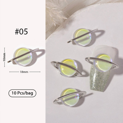 10 tk Punane valge Saturn Planet Küünevõlusid Liblikad Needid Kalliskivid 3D Küünte kaunistused Ehted Kristallküünte Rhinestone maniküür