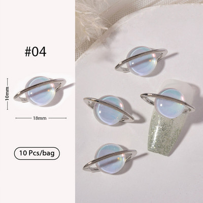 10 tk Punane valge Saturn Planet Küünevõlusid Liblikad Needid Kalliskivid 3D Küünte kaunistused Ehted Kristallküünte Rhinestone maniküür