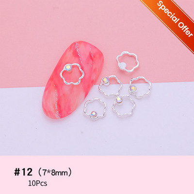 10 tk Punane valge Saturn Planet Küünevõlusid Liblikad Needid Kalliskivid 3D Küünte kaunistused Ehted Kristallküünte Rhinestone maniküür