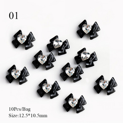 10 tk Punane valge Saturn Planet Küünevõlusid Liblikad Needid Kalliskivid 3D Küünte kaunistused Ehted Kristallküünte Rhinestone maniküür