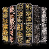 1 dėžutė Nagų smeigtukai Kniedės Geometrinis vaizdas Auksinis sidabrinis rožinis nagų dailės cirkonio aukso spalvos mišraus dydžio 3D nagų dailės puošmena