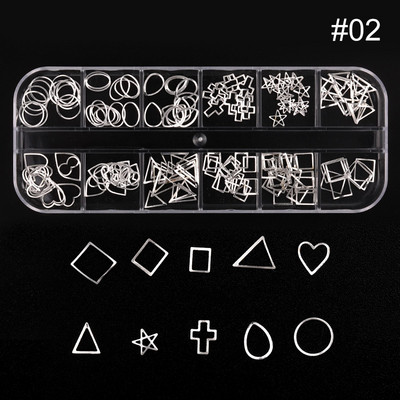 1 dėžutė Nagų smeigtukai Kniedės Geometrinis vaizdas Auksinis sidabrinis rožinis nagų dailės cirkonio aukso spalvos mišraus dydžio 3D nagų dailės puošmena