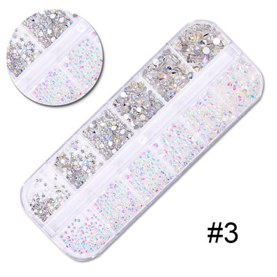 1 dėžutė Nagų smeigtukai Kniedės Geometrinis vaizdas Auksinis sidabrinis rožinis nagų dailės cirkonio aukso spalvos mišraus dydžio 3D nagų dailės puošmena