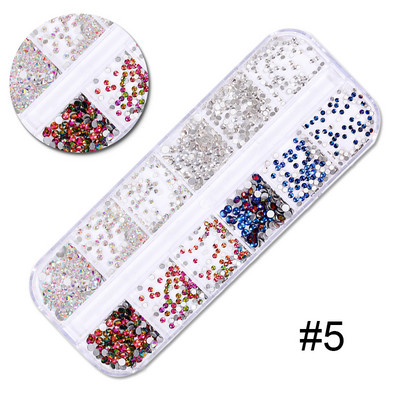 1 dėžutė Nagų smeigtukai Kniedės Geometrinis vaizdas Auksinis sidabrinis rožinis nagų dailės cirkonio aukso spalvos mišraus dydžio 3D nagų dailės puošmena