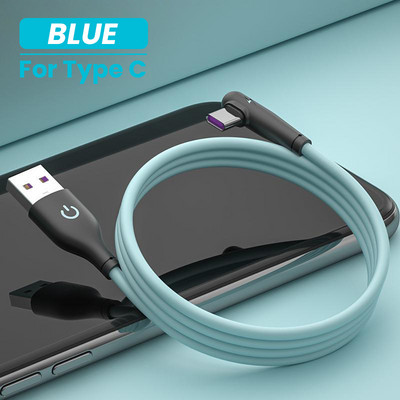 USB C-kaabel 90-kraadine kiirlaadija USB-tüüpi C-kaabel Huawei Mate 40 Xiaomi Mi 11 Ultra mobiiltelefoni USB-C pehme silikoonjuhe jaoks
