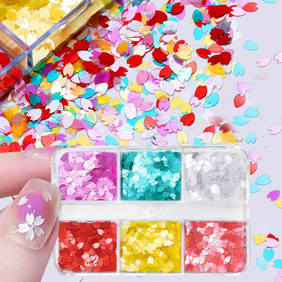 Sakura Flower Nail Art Sequins Glitter Manicure Cherry Blossoms Glitter Paillettes For DIY Μανικιούρ Νύχια Διακόσμηση αξεσουάρ
