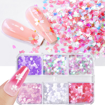 Sakura Flower Nail Art Sequins Glitter Manicure Cherry Blossoms Glitter Paillettes For DIY Μανικιούρ Νύχια Διακόσμηση αξεσουάρ