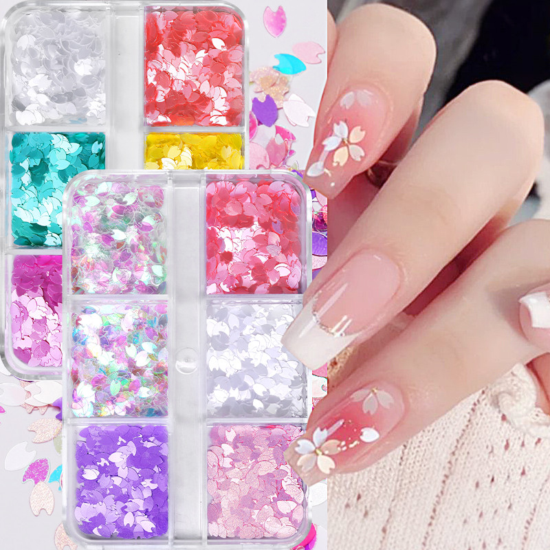 Sakura Flower Nail Art Sequins Glitter Manicure Cherry Blossoms Glitter Paillettes For DIY Μανικιούρ Νύχια Διακόσμηση αξεσουάρ
