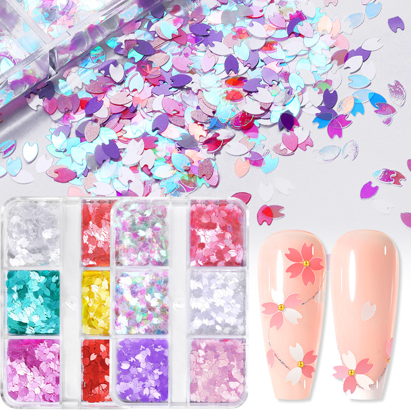 Sakura Flower Nail Art Sequins Glitter Manicure Cherry Blossoms Glitter Paillettes For DIY Μανικιούρ Νύχια Διακόσμηση αξεσουάρ