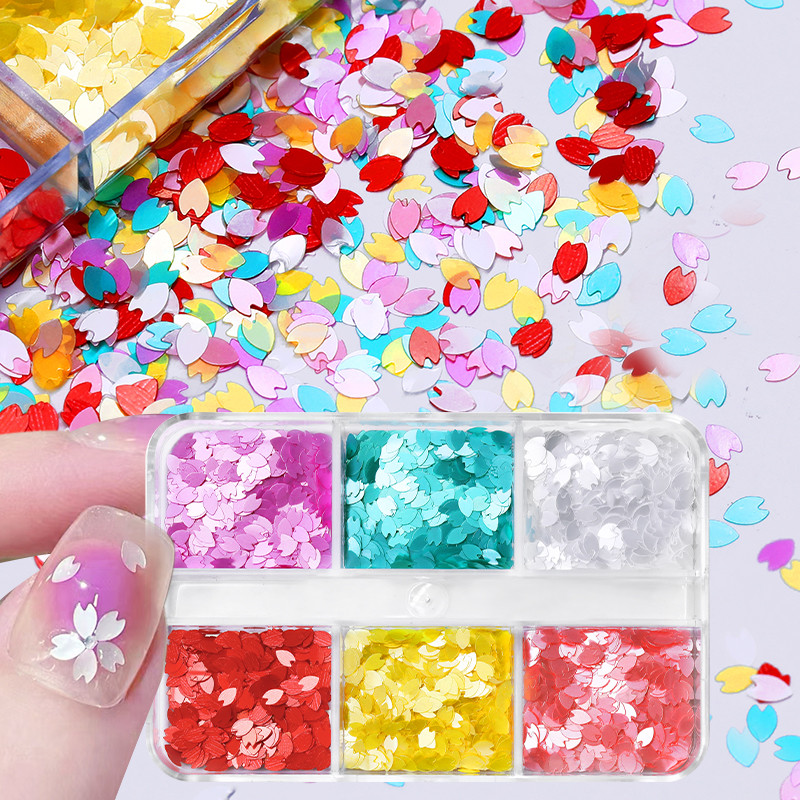 Sakura Flower Nail Art Sequins Glitter Manicure Cherry Blossoms Glitter Paillettes For DIY Μανικιούρ Νύχια Διακόσμηση αξεσουάρ