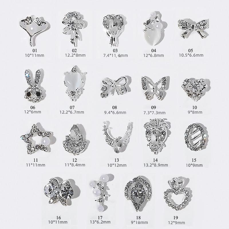 1 vnt. sidabro metalo blizgus drugelis nagų smeigtukai kabantys 3D nagų dailės dekoracijos želė Kalnų krištolo brangakmeniai nagų reikmenys profesionalams