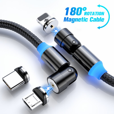 FONKEN Magnetic Charging Cable 540 Degree Rotate Magnetic Cable 180 360 Micro USB Cable Magnet Charge Charger Charger Type Cord
