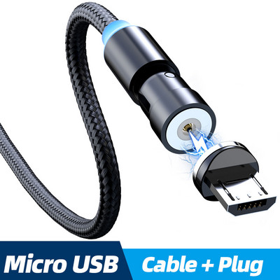 FONKEN Magnetic Charging Cable 540 Degree Rotate Magnetic Cable 180 360 Micro USB Cable Magnet Charge Charger Charger Type Cord