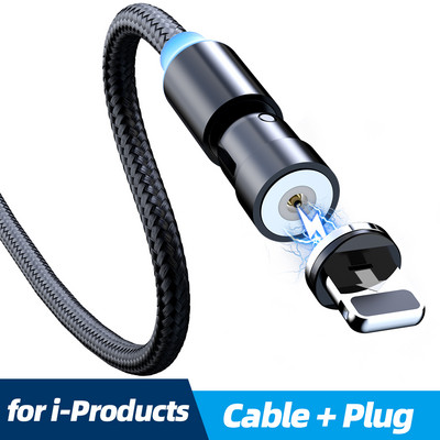 FONKEN Magnetic Charging Cable 540 Degree Rotate Magnetic Cable 180 360 Micro USB Cable Magnet Charge Charger Charger Type Cord