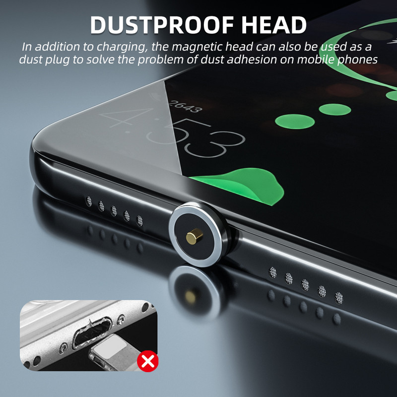 FONKEN Magnetic Charging Cable 540 Degree Rotate Magnetic Cable 180 360 Micro USB Cable Magnet Charge Charger Charger Type Cord