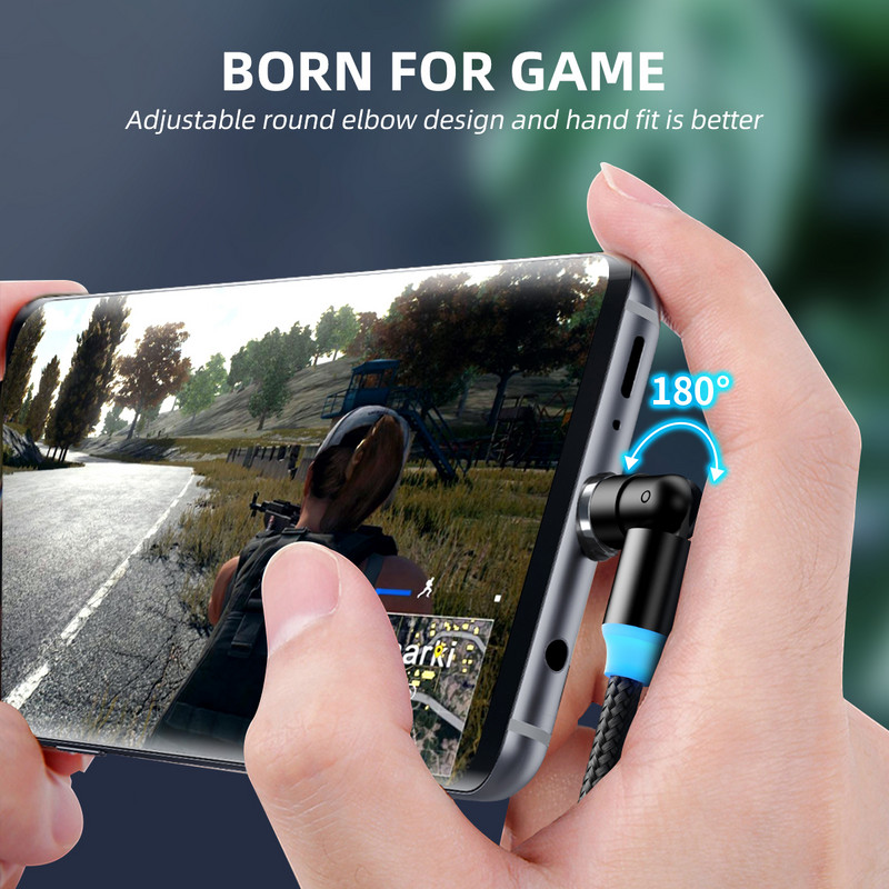 FONKEN Magnetic Charging Cable 540 Degree Rotate Magnetic Cable 180 360 Micro USB Cable Magnet Charge Charger Charger Type Cord