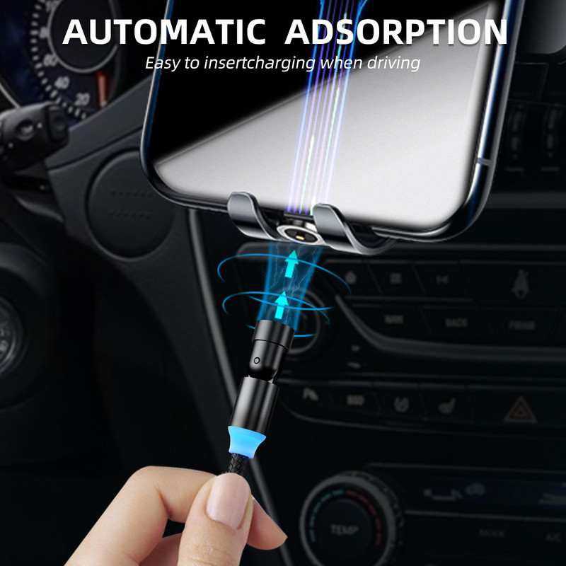 FONKEN Magnetic Charging Cable 540 Degree Rotate Magnetic Cable 180 360 Micro USB Cable Magnet Charge Charger Charger Type Cord