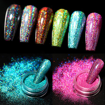 1 κουτί Hot Sale Iridescent Nail Powders Shiny Nail Glitter Dust Decorations for Nail Art Chrome Pigment DIY αξεσουάρ