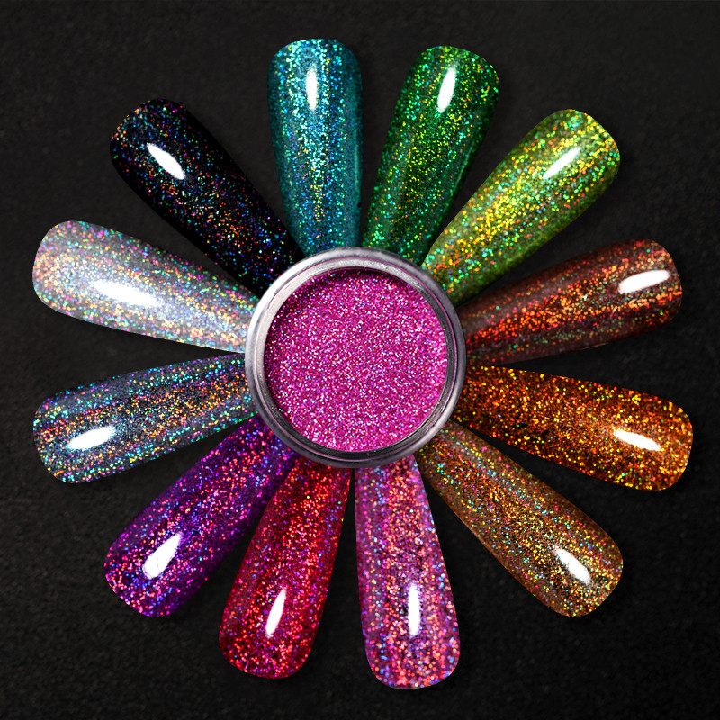 1 κουτί Hot Sale Iridescent Nail Powders Shiny Nail Glitter Dust Decorations for Nail Art Chrome Pigment DIY αξεσουάρ