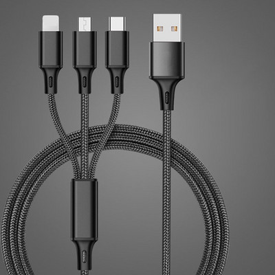 Cablu de încărcare rapidă 3 în 1 pentru iPhone Huawei Cablu de încărcare micro USB tip C Port USB multiplu Cablu de încărcare USB multiplu