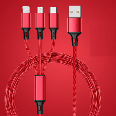 Cablu de încărcare rapidă 3 în 1 pentru iPhone Huawei Cablu de încărcare micro USB tip C Port USB multiplu Cablu de încărcare USB multiplu