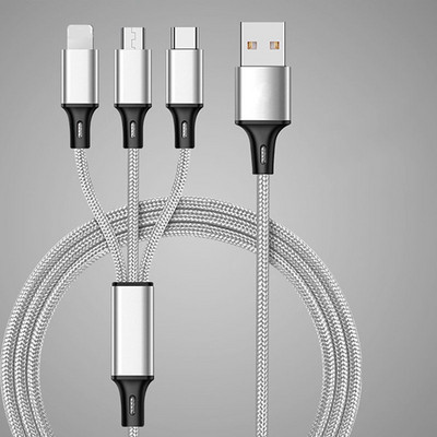 Cablu de încărcare rapidă 3 în 1 pentru iPhone Huawei Cablu de încărcare micro USB tip C Port USB multiplu Cablu de încărcare USB multiplu