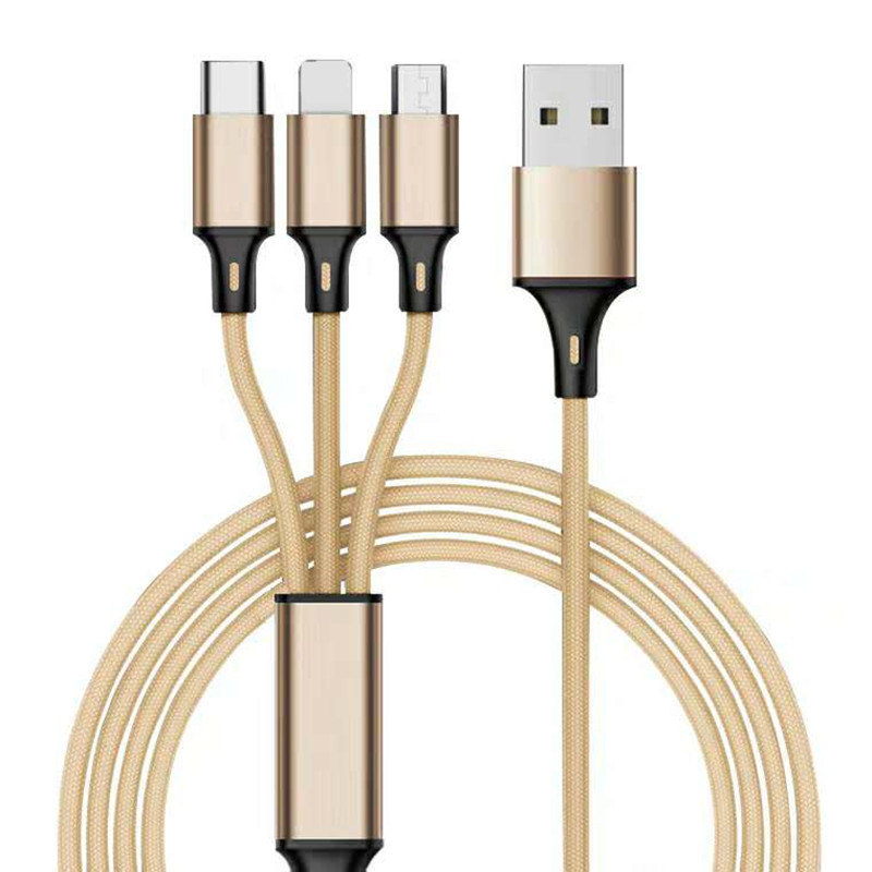 Cablu de încărcare rapidă 3 în 1 pentru iPhone Huawei Cablu de încărcare micro USB tip C Port USB multiplu Cablu de încărcare USB multiplu