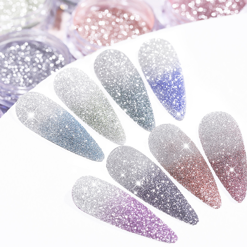 Reflektirajući ljubičasti puder za nokte Toplinska promjena temperature Svjetlucavi puder Sjajni kromirani pigment Prašina Dekoracija za manikuru
