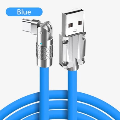 120w 6A Elbow Type-c USB C 180 stupnjeva rotirajući tekući silikonski gumeni mobilni telefon s brzim punjačem USB kabel za telefon igranje igre