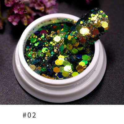 Sidabro mėlyna stambi blizgučiai nagų blizgučiai lazeriu aukso sidabro nagų dribsniai manikiūras Spalvinga pudra blizgantis šešiakampis dekoras