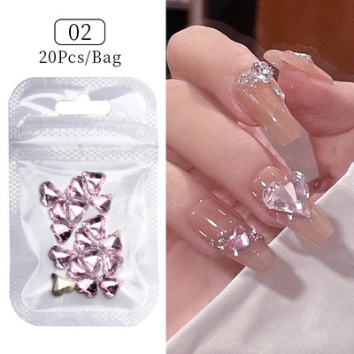 50 tk/kott Glitter kuldne hõbedane vibusõlme 3D küünekunstiga pimedas helendav ornament must valge südamega kivist küünte aksessuaarid
