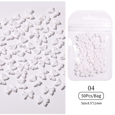 50 tk/kott Glitter kuldne hõbedane vibusõlme 3D küünekunstiga pimedas helendav ornament must valge südamega kivist küünte aksessuaarid