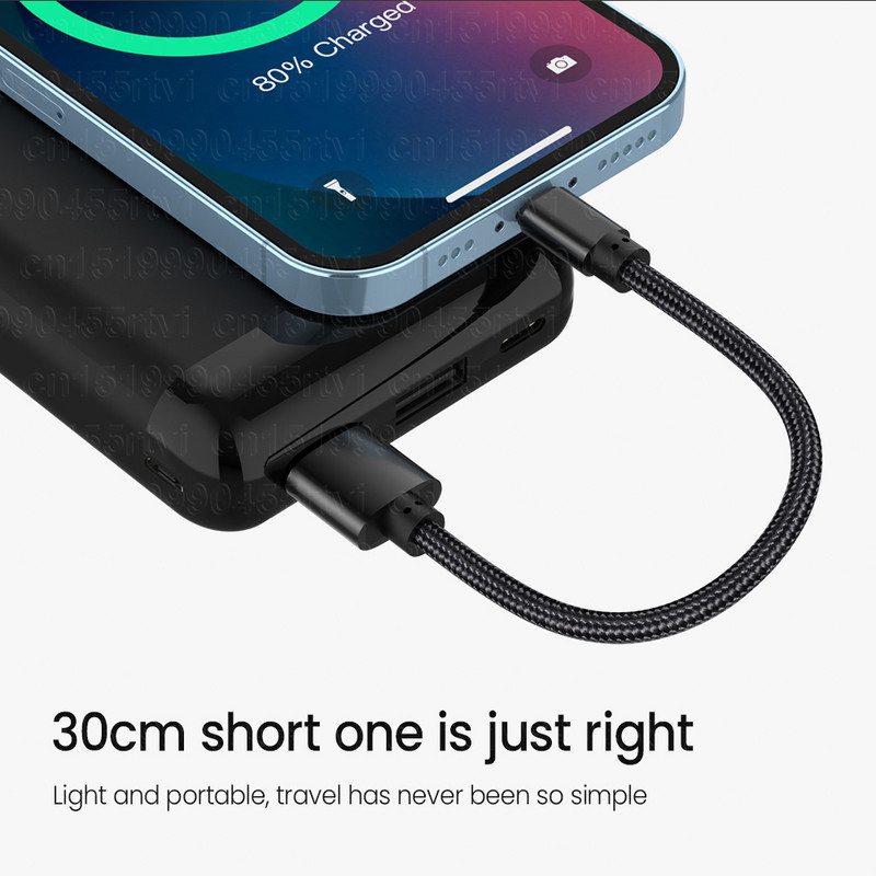 Φορητό καλώδιο δεδομένων USB 30 cm USB A σε 8Pin για iPhone 14 13 12 Pro Max 2,4A Γρήγορη φόρτιση Τηλεφώνου φόρτισης Εξαιρετικά σύντομο καλώδιο δεδομένων