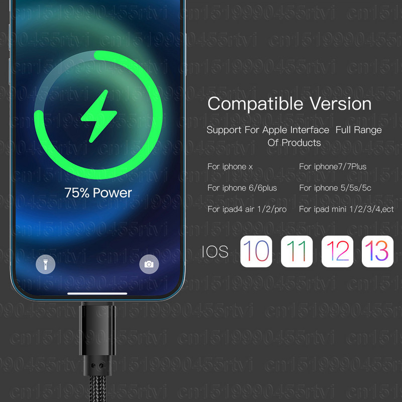 Φορητό καλώδιο δεδομένων USB 30 cm USB A σε 8Pin για iPhone 14 13 12 Pro Max 2,4A Γρήγορη φόρτιση Τηλεφώνου φόρτισης Εξαιρετικά σύντομο καλώδιο δεδομένων