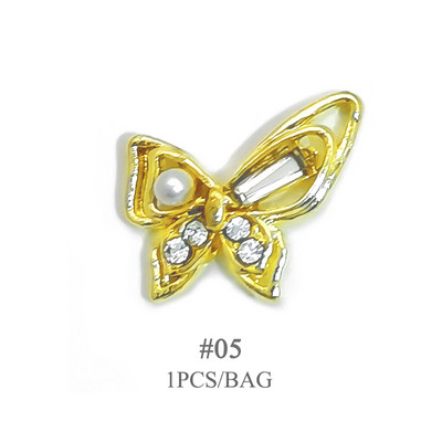 1vnt. Sidabrinis baltas opalas brangakmeniai drugelio nagų smeigtukai auksinės širdelės Bowknot nagų krištolo papuošalai manikiūras 3D nagų dailės dekoracijos