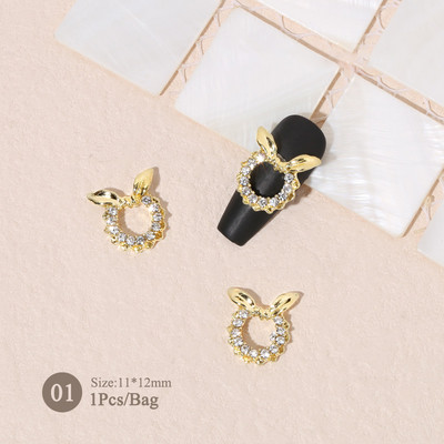 1vnt. Sidabrinis baltas opalas brangakmeniai drugelio nagų smeigtukai auksinės širdelės Bowknot nagų krištolo papuošalai manikiūras 3D nagų dailės dekoracijos