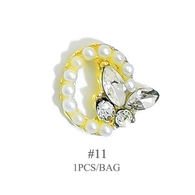 1vnt. Sidabrinis baltas opalas brangakmeniai drugelio nagų smeigtukai auksinės širdelės Bowknot nagų krištolo papuošalai manikiūras 3D nagų dailės dekoracijos