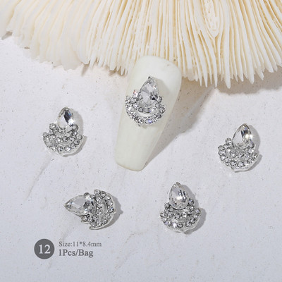 1vnt. Sidabrinis baltas opalas brangakmeniai drugelio nagų smeigtukai auksinės širdelės Bowknot nagų krištolo papuošalai manikiūras 3D nagų dailės dekoracijos