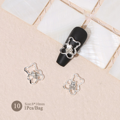 1vnt. Sidabrinis baltas opalas brangakmeniai drugelio nagų smeigtukai auksinės širdelės Bowknot nagų krištolo papuošalai manikiūras 3D nagų dailės dekoracijos