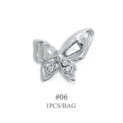 1vnt. Sidabrinis baltas opalas brangakmeniai drugelio nagų smeigtukai auksinės širdelės Bowknot nagų krištolo papuošalai manikiūras 3D nagų dailės dekoracijos