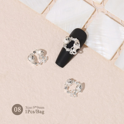 1vnt. Sidabrinis baltas opalas brangakmeniai drugelio nagų smeigtukai auksinės širdelės Bowknot nagų krištolo papuošalai manikiūras 3D nagų dailės dekoracijos