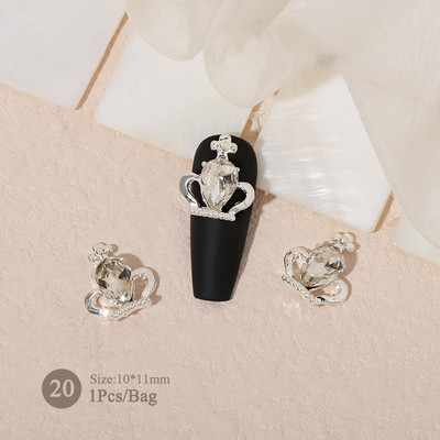 1vnt. Sidabrinis baltas opalas brangakmeniai drugelio nagų smeigtukai auksinės širdelės Bowknot nagų krištolo papuošalai manikiūras 3D nagų dailės dekoracijos