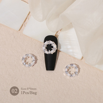 1vnt. Sidabrinis baltas opalas brangakmeniai drugelio nagų smeigtukai auksinės širdelės Bowknot nagų krištolo papuošalai manikiūras 3D nagų dailės dekoracijos